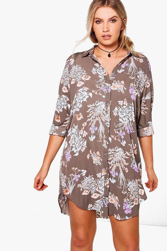 Plus Julia Floral Printed Shirt Dress